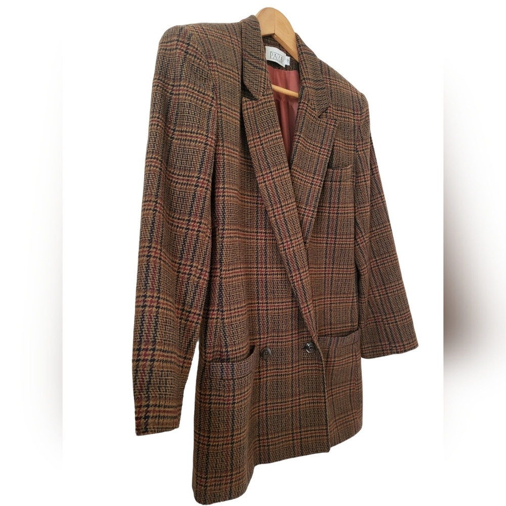 Vintage Para Double Breasted Wool Blend Plaid Blazer Size 10 - Picture 15 of 16
